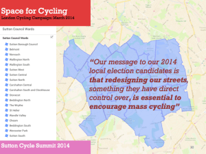 Space for Cycling: a slide from the Love Sutton, Go Dutch presentation 22 January 2014