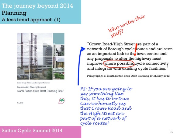 Slide from Sutton Cycle Summit 2014