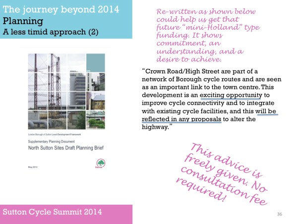 Slide from Sutton cycle Summit 2014