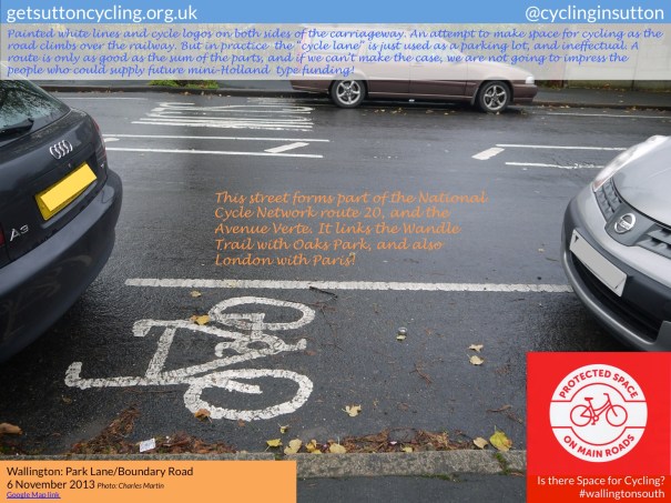 Photo of part of the existing cycle lane in Park Lane / Boundary Road