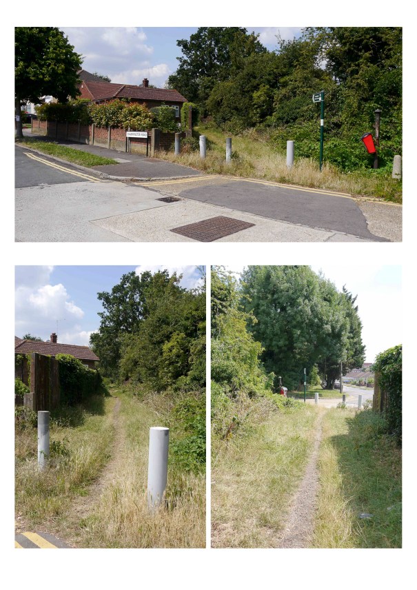 Worcester Park footpath, eastern end by Charminster Road/Trafalgar Road