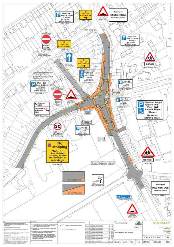Diagram showing proposed new signage as part of the  Heart of Hackbridge proposals. Taken from 