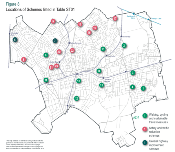 SuttonsThirdLocalImplementationPlanReceivesApproval_ThirdLIP_Final_April2019_Page053_Figure8_LocationOfSchemesListedInTableST01