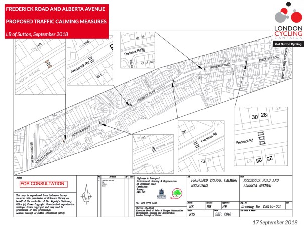 SuttonCycleForumFebruary2019_FrederickAvenue_TrafficCalming_Plan