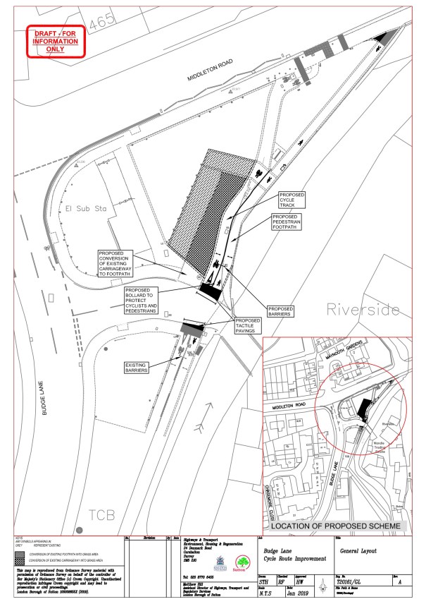 SuttonCycleForumJune2019_T20161_BudgeLane_CycleRoutePlan_January2019